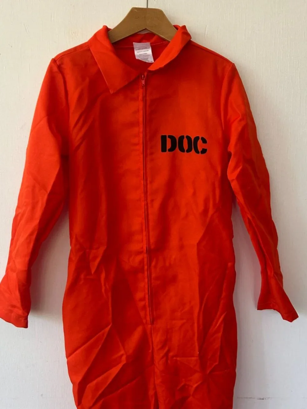 Spirit Department of Corrections Jumpsuit Costume Kids Large Orange Full‎ Zip
